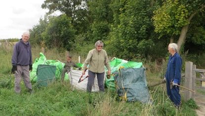 Volunteers clearing scrub and bramble in Colin's Paddock