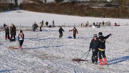 Enjoying snow on North Down